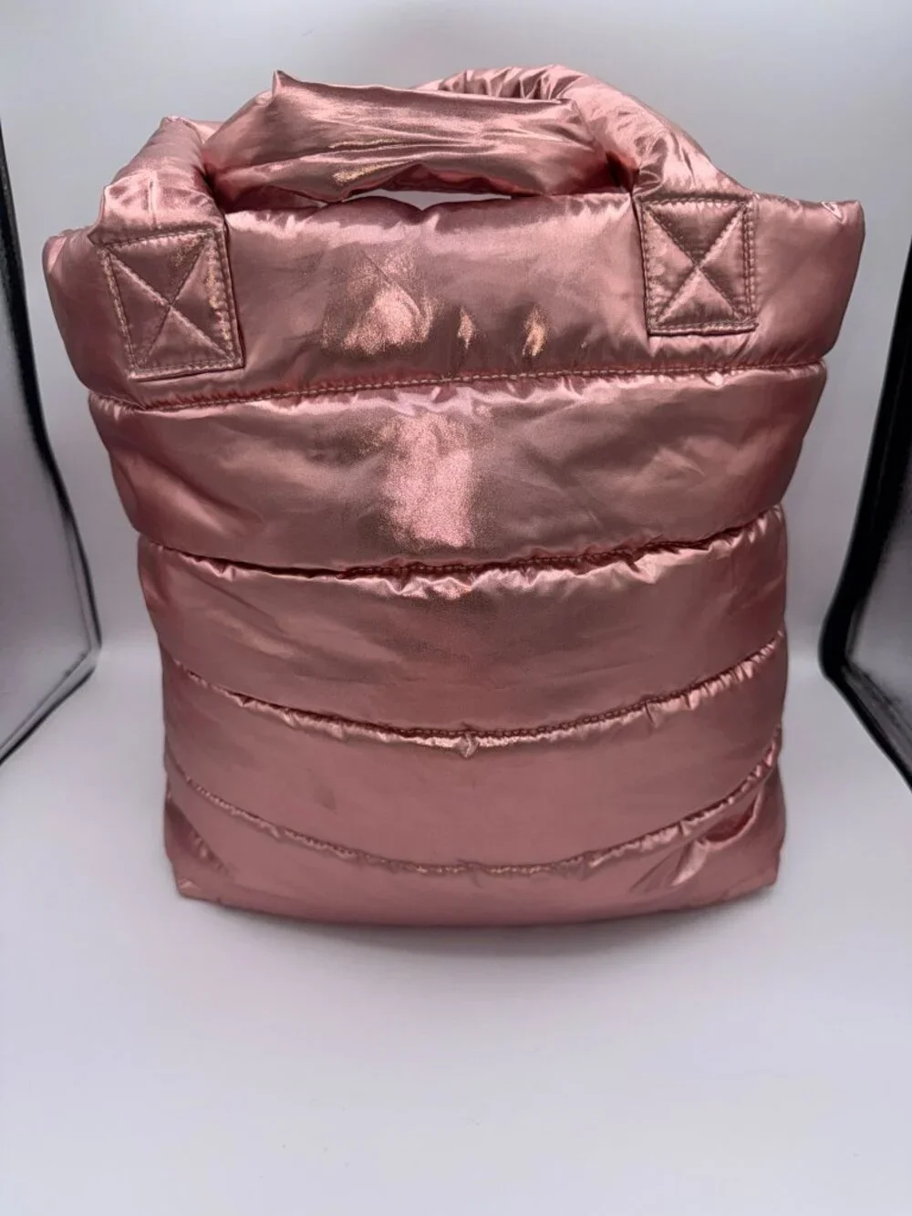 Justice Live Justice Rose Gold Metallic Puffer Tote Bag